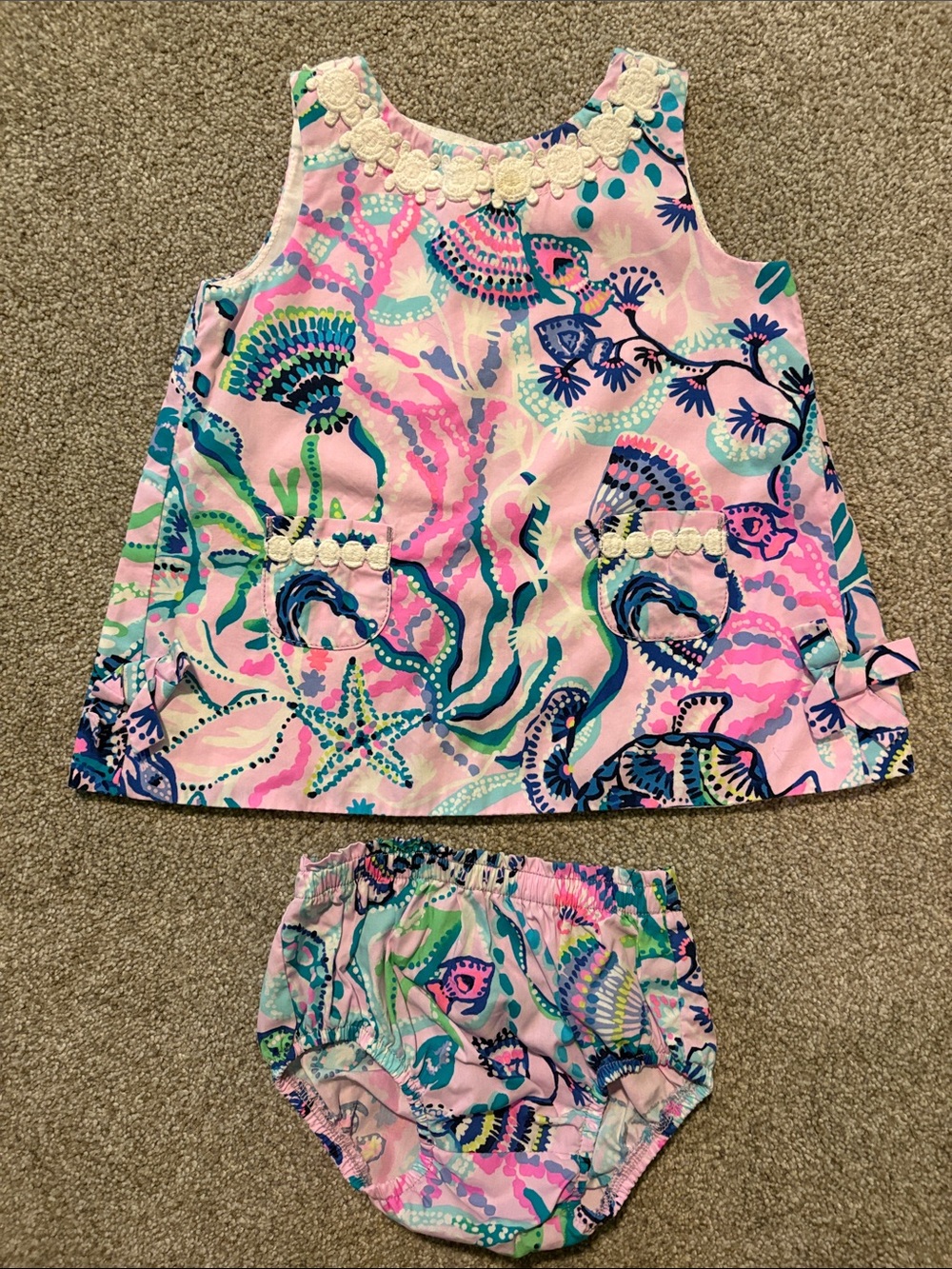 Lilly Pulitzer Pink Sea Life Dress & Bloomers Set